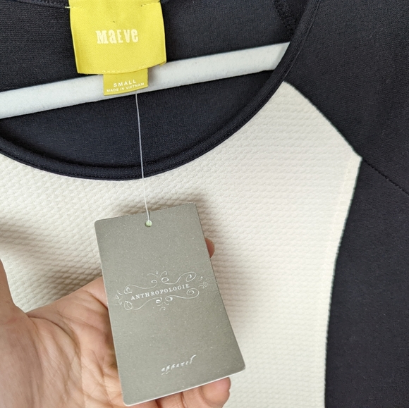 NEW ANTHROPOLOGIE Maeve sz.S Corby Shift  Black Motif Colorblock Panel Dress - Picture 8 of 12